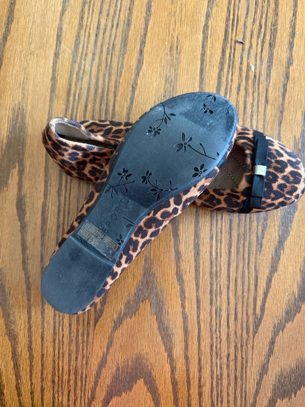 Leopard Print Ballet Flats with Black Bow